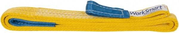 Value Collection - 8' Long x 1" Wide, 3,200 Lb Vertical Capacity, 2 Ply, Polyester Web Sling - 2,500 Lb Choker Capacity, with Eye & Eye (Flat) - USA Tool & Supply