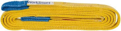 Value Collection - 16' Long x 1" Wide, 3,200 Lb Vertical Capacity, 2 Ply, Polyester Web Sling - 2,500 Lb Choker Capacity, with Eye & Eye (Flat) - USA Tool & Supply