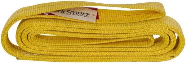 Value Collection - 8' Long x 2" Wide, 6,400 Lb Vertical Capacity, 2 Ply, Polyester Web Sling - 5,000 Lb Choker Capacity, with Eye & Eye (Flat) - USA Tool & Supply