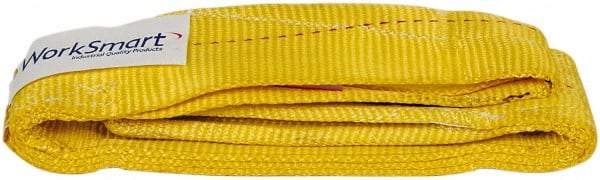 Value Collection - 3' Long x 3" Wide, 8,600 Lb Vertical Capacity, 2 Ply, Polyester Web Sling - 6,900 Lb Choker Capacity, with Eye & Eye (Flat) - USA Tool & Supply
