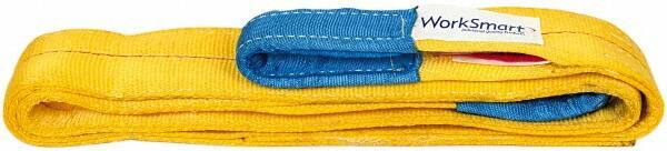 Value Collection - 8' Long x 3" Wide, 8,600 Lb Vertical Capacity, 2 Ply, Polyester Web Sling - 6,900 Lb Choker Capacity, with Eye & Eye (Flat) - USA Tool & Supply