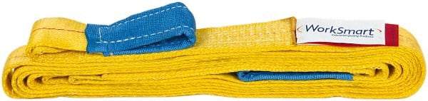 Value Collection - 12' Long x 2" Wide, 3,200 Lb Vertical Capacity, 1 Ply, Polyester Web Sling - 2,500 Lb Choker Capacity, with Eye & Eye (Twisted) - USA Tool & Supply