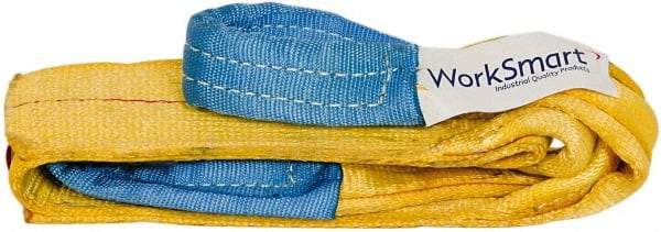 Value Collection - 4' Long x 3" Wide, 4,800 Lb Vertical Capacity, 1 Ply, Polyester Web Sling - 3,800 Lb Choker Capacity, with Eye & Eye (Twisted) - USA Tool & Supply