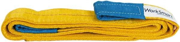 Value Collection - 8' Long x 2" Wide, 6,400 Lb Vertical Capacity, 2 Ply, Polyester Web Sling - 5,000 Lb Choker Capacity, with Eye & Eye (Twisted) - USA Tool & Supply