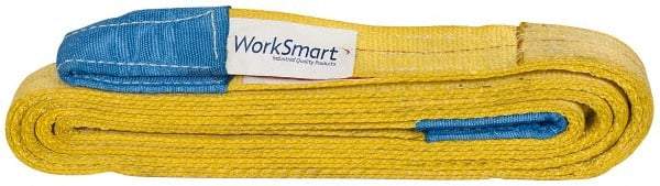 Value Collection - 10' Long x 2" Wide, 6,400 Lb Vertical Capacity, 2 Ply, Polyester Web Sling - 5,000 Lb Choker Capacity, with Eye & Eye (Twisted) - USA Tool & Supply