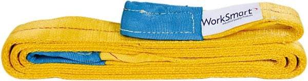 Value Collection - 12' Long x 2" Wide, 6,400 Lb Vertical Capacity, 2 Ply, Polyester Web Sling - 5,000 Lb Choker Capacity, with Eye & Eye (Twisted) - USA Tool & Supply