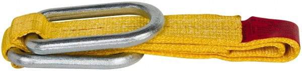 Value Collection - 4' Long x 2" Wide, 3,200 Lb Vertical Capacity, 1 Ply, Polyester Web Sling - 2,500 Lb Choker Capacity, with Hardware (Unilink) - USA Tool & Supply