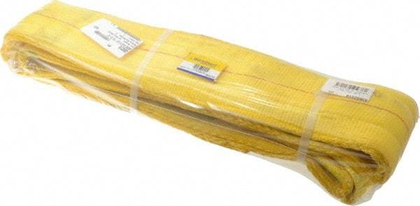 Value Collection - 8' Long x 4" Wide, 11,500 Lb Vertical Capacity, 2 Ply, Polyester Web Sling - 9,200 Lb Choker Capacity, with Eye & Eye (Flat) - USA Tool & Supply
