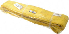 Value Collection - 8' Long x 4" Wide, 11,500 Lb Vertical Capacity, 2 Ply, Polyester Web Sling - 9,200 Lb Choker Capacity, with Eye & Eye (Flat) - USA Tool & Supply