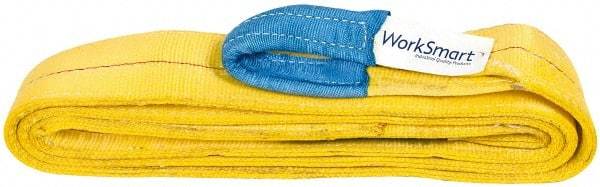 Value Collection - 12' Long x 4" Wide, 11,500 Lb Vertical Capacity, 2 Ply, Polyester Web Sling - 9,200 Lb Choker Capacity, with Eye & Eye (Flat) - USA Tool & Supply