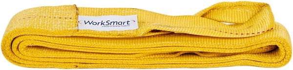 Value Collection - 10' Long x 3" Wide, 8,600 Lb Vertical Capacity, 2 Ply, Polyester Web Sling - 6,900 Lb Choker Capacity, with Eye & Eye (Twisted) - USA Tool & Supply