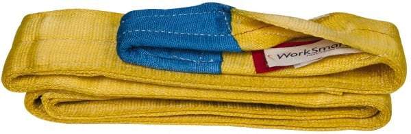 Value Collection - 10' Long x 4" Wide, 11,500 Lb Vertical Capacity, 2 Ply, Polyester Web Sling - 9,200 Lb Choker Capacity, Yellow, with Eye & Eye (Twisted) - USA Tool & Supply