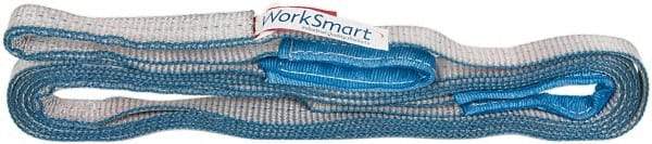 Value Collection - 18' Long x 1" Wide, 1,600 Lb Vertical Capacity, 1 Ply, Polyester Web Sling - 1,250 Lb Choker Capacity, with Eye & Eye (Flat) - USA Tool & Supply