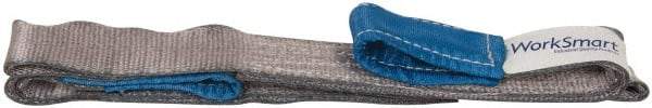 Value Collection - 6' Long x 2" Wide, 3,200 Lb Vertical Capacity, 1 Ply, Polyester Web Sling - 2,500 Lb Choker Capacity, Silver (Color), with Eye & Eye (Flat) - USA Tool & Supply