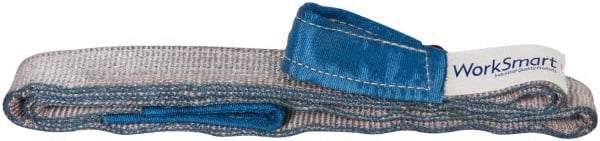 Value Collection - 7' Long x 2" Wide, 3,200 Lb Vertical Capacity, 1 Ply, Polyester Web Sling - 2,500 Lb Choker Capacity, Silver (Color), with Eye & Eye (Flat) - USA Tool & Supply