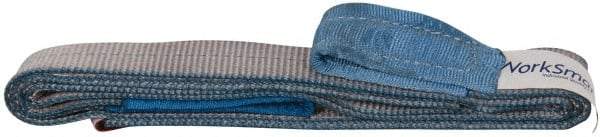 Value Collection - 8' Long x 2" Wide, 3,200 Lb Vertical Capacity, 1 Ply, Polyester Web Sling - 2,500 Lb Choker Capacity, Silver (Color), with Eye & Eye (Flat) - USA Tool & Supply