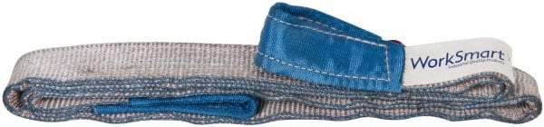 Value Collection - 9' Long x 2" Wide, 3,200 Lb Vertical Capacity, 1 Ply, Polyester Web Sling - 2,500 Lb Choker Capacity, Silver (Color), with Eye & Eye (Flat) - USA Tool & Supply
