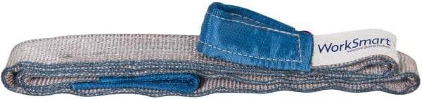 Value Collection - 10' Long x 2" Wide, 3,200 Lb Vertical Capacity, 1 Ply, Polyester Web Sling - 2,500 Lb Choker Capacity, Silver (Color), with Eye & Eye (Flat) - USA Tool & Supply