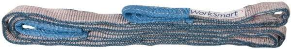 Value Collection - 12' Long x 2" Wide, 3,200 Lb Vertical Capacity, 1 Ply, Polyester Web Sling - 2,500 Lb Choker Capacity, Silver (Color), with Eye & Eye (Flat) - USA Tool & Supply