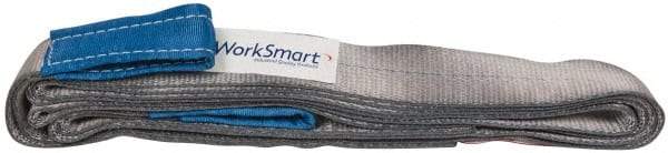 Value Collection - 14' Long x 2" Wide, 3,200 Lb Vertical Capacity, 1 Ply, Polyester Web Sling - 2,500 Lb Choker Capacity, Silver (Color), with Eye & Eye (Flat) - USA Tool & Supply