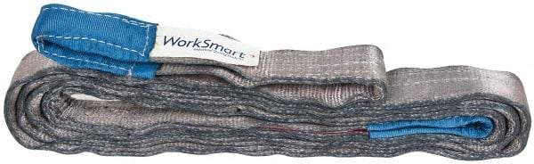 Value Collection - 20' Long x 2" Wide, 3,200 Lb Vertical Capacity, 1 Ply, Polyester Web Sling - 2,500 Lb Choker Capacity, Silver (Color), with Eye & Eye (Flat) - USA Tool & Supply