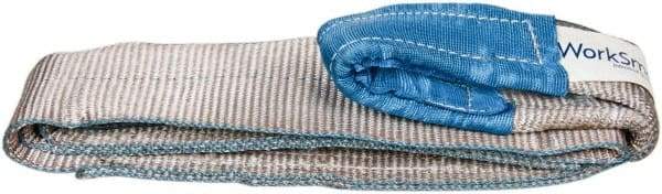 Value Collection - 5' Long x 3" Wide, 4,800 Lb Vertical Capacity, 1 Ply, Polyester Web Sling - 3,800 Lb Choker Capacity, with Eye & Eye (Flat) - USA Tool & Supply