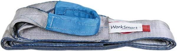 Value Collection - 12' Long x 4" Wide, 6,400 Lb Vertical Capacity, 1 Ply, Polyester Web Sling - 5,000 Lb Choker Capacity, with Eye & Eye (Flat) - USA Tool & Supply
