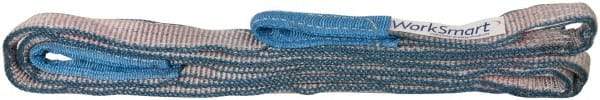 Value Collection - 9' Long x 1" Wide, 3,200 Lb Vertical Capacity, 2 Ply, Polyester Web Sling - 2,500 Lb Choker Capacity, with Eye & Eye (Flat) - USA Tool & Supply