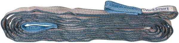 Value Collection - 20' Long x 1" Wide, 3,200 Lb Vertical Capacity, 2 Ply, Polyester Web Sling - 2,500 Lb Choker Capacity, with Eye & Eye (Flat) - USA Tool & Supply
