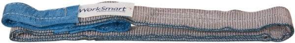Value Collection - 4' Long x 2" Wide, 6,400 Lb Vertical Capacity, 2 Ply, Polyester Web Sling - 5,000 Lb Choker Capacity, Silver (Color), with Eye & Eye (Flat) - USA Tool & Supply