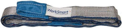 Value Collection - 7' Long x 2" Wide, 6,400 Lb Vertical Capacity, 2 Ply, Polyester Web Sling - 5,000 Lb Choker Capacity, Silver (Color), with Eye & Eye (Flat) - USA Tool & Supply