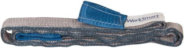 Value Collection - 8' Long x 2" Wide, 6,400 Lb Vertical Capacity, 2 Ply, Polyester Web Sling - 5,000 Lb Choker Capacity, Silver (Color), with Eye & Eye (Flat) - USA Tool & Supply