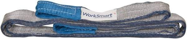 Value Collection - 9' Long x 2" Wide, 6,400 Lb Vertical Capacity, 2 Ply, Polyester Web Sling - 5,000 Lb Choker Capacity, Silver (Color), with Eye & Eye (Flat) - USA Tool & Supply