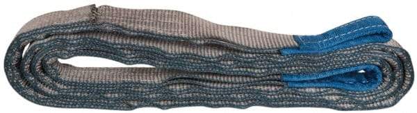 Value Collection - 12' Long x 2" Wide, 6,400 Lb Vertical Capacity, 2 Ply, Polyester Web Sling - 5,000 Lb Choker Capacity, Silver (Color), with Eye & Eye (Flat) - USA Tool & Supply