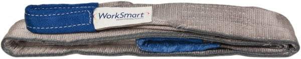 Value Collection - 6' Long x 3" Wide, 8,600 Lb Vertical Capacity, 2 Ply, Polyester Web Sling - 6,900 Lb Choker Capacity, Silver (Color), with Eye & Eye (Flat) - USA Tool & Supply
