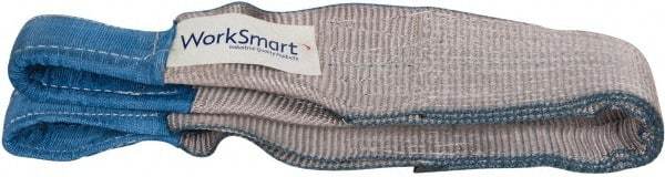 Value Collection - 3' Long x 4" Wide, 11,500 Lb Vertical Capacity, 2 Ply, Polyester Web Sling - 9,200 Lb Choker Capacity, with Eye & Eye (Flat) - USA Tool & Supply