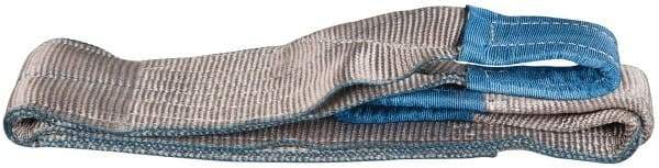 Value Collection - 4' Long x 4" Wide, 11,500 Lb Vertical Capacity, 2 Ply, Polyester Web Sling - 9,200 Lb Choker Capacity, with Eye & Eye (Flat) - USA Tool & Supply