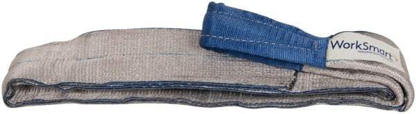 Value Collection - 5' Long x 4" Wide, 11,500 Lb Vertical Capacity, 2 Ply, Polyester Web Sling - 9,200 Lb Choker Capacity, Silver (Color), with Eye & Eye (Flat) - USA Tool & Supply