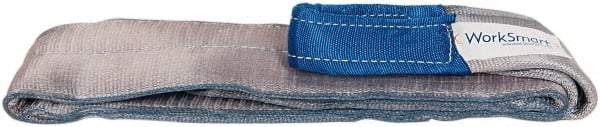 Value Collection - 6' Long x 4" Wide, 11,500 Lb Vertical Capacity, 2 Ply, Polyester Web Sling - 9,200 Lb Choker Capacity, Silver (Color), with Eye & Eye (Flat) - USA Tool & Supply