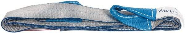 Value Collection - 6' Long x 2" Wide, 3,200 Lb Vertical Capacity, 1 Ply, Polyester Web Sling - 2,500 Lb Choker Capacity, Silver (Color), with Eye & Eye (Twisted) - USA Tool & Supply