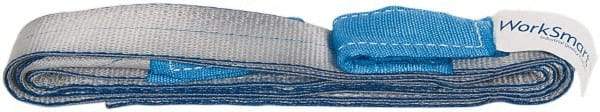 Value Collection - 8' Long x 2" Wide, 3,200 Lb Vertical Capacity, 1 Ply, Polyester Web Sling - 2,500 Lb Choker Capacity, Silver (Color), with Eye & Eye (Twisted) - USA Tool & Supply