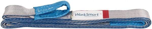 Value Collection - 12' Long x 2" Wide, 3,200 Lb Vertical Capacity, 1 Ply, Polyester Web Sling - 2,500 Lb Choker Capacity, with Eye & Eye (Twisted) - USA Tool & Supply