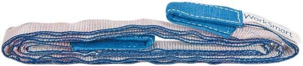 Value Collection - 8' Long x 1" Wide, 3,200 Lb Vertical Capacity, 2 Ply, Polyester Web Sling - 2,500 Lb Choker Capacity, Silver (Color), with Eye & Eye (Twisted) - USA Tool & Supply