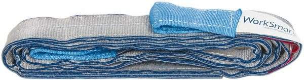 Value Collection - 10' Long x 2" Wide, 6,400 Lb Vertical Capacity, 2 Ply, Polyester Web Sling - 5,000 Lb Choker Capacity, Silver (Color), with Eye & Eye (Twisted) - USA Tool & Supply