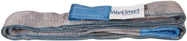 Value Collection - 8' Long x 3" Wide, 8,600 Lb Vertical Capacity, 2 Ply, Polyester Web Sling - 6,900 Lb Choker Capacity, Silver (Color), with Eye & Eye (Twisted) - USA Tool & Supply