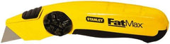 Stanley - Fixed Utility Knife - 2-3/8" Blade, Yellow & Black TPE Handle, 5 Blades Included - USA Tool & Supply