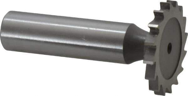 Whitney Tool Co. - 1-1/8" Diam x 1/8" Face Width, Cobalt, 16 Teeth, Shank Connection Woodruff Keyseat Cutter - Uncoated, 2-1/8" OAL x 1/2" Shank, Straight Teeth - USA Tool & Supply