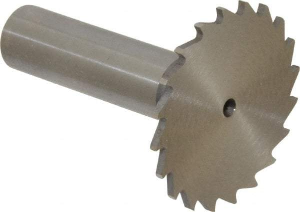 Whitney Tool Co. - 1-1/2" Diam x 1/16" Face Width, Cobalt, 20 Teeth, Shank Connection Woodruff Keyseat Cutter - Uncoated, 2-1/16" OAL x 1/2" Shank, Straight Teeth - USA Tool & Supply