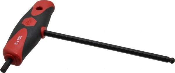 Wiha - 6mm Hex, T-Handle Cushion Grip, Hex Key - 150mm OAL, Metric System of Measurement - USA Tool & Supply