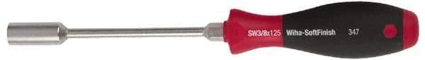 Wiha - 7/16" Solid Shaft Heavy-Duty Nutdriver - Cushion Grip Handle - USA Tool & Supply